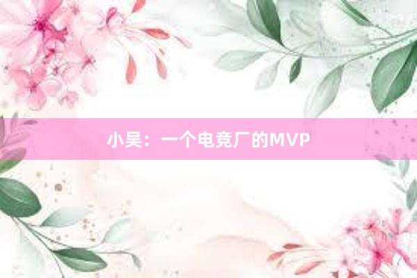 小吴：一个电竞厂的MVP